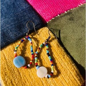 Hand Beaded Hoop Earrings  